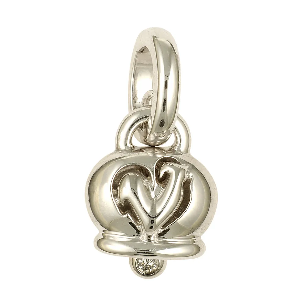Chantecler Campanelle Ciondolo Piccolo In Oro Bianco E Un Diamante Nel Batacchio