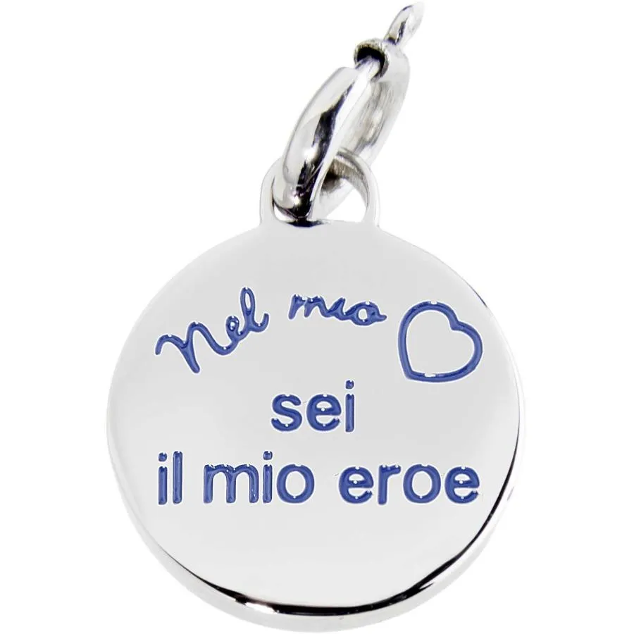 Charm unisex Marlù in acciaio con incisione “sei il mio eroe” 15CH031