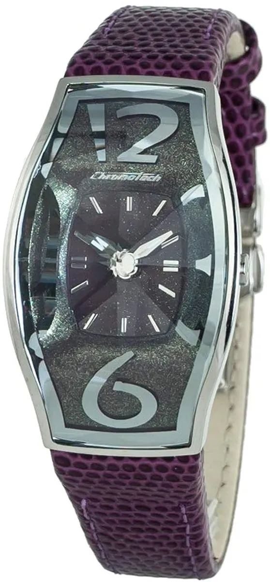 Chronotech Prisma Flat Orologio da Donna con Cinturino in Pelle Viola CT.7932AL/89