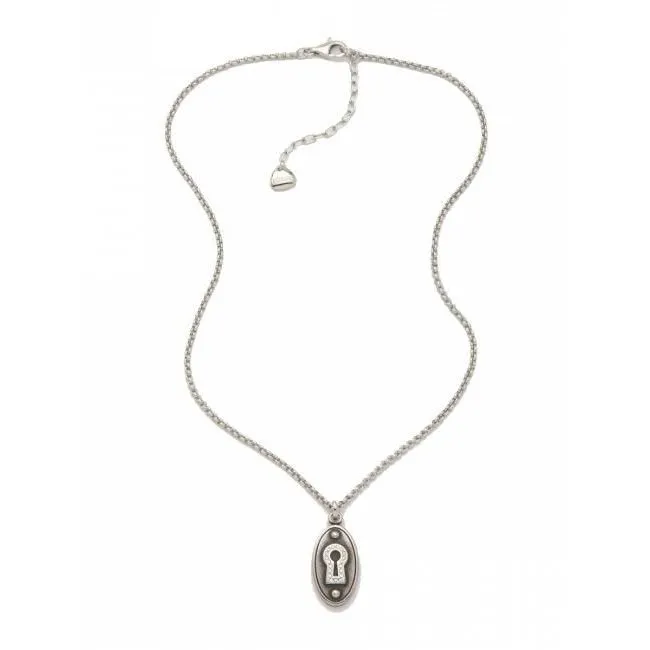 Collana Fossil JF86878040 donna in acciaio con ciondolo lucchetto