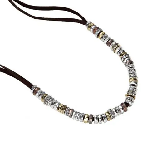 Collana Fossil unisex in pelle e acciaio ja3675040