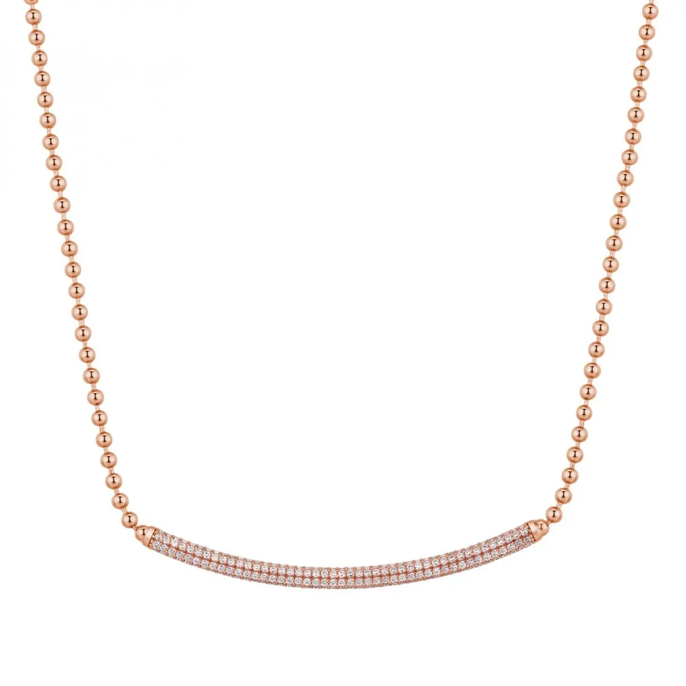 Collana Rosato Argento Rosé Barretta con Zirconi RZBI02