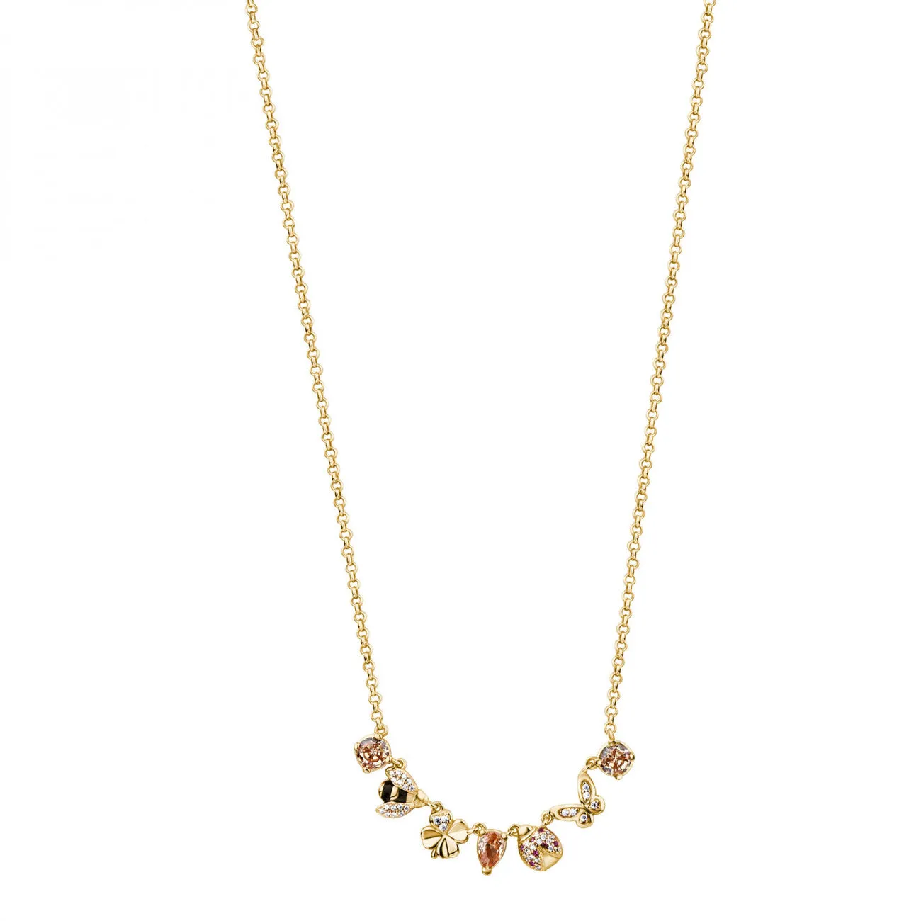 Collana Rosato con Charms e Zirconi Champagne RZGA08