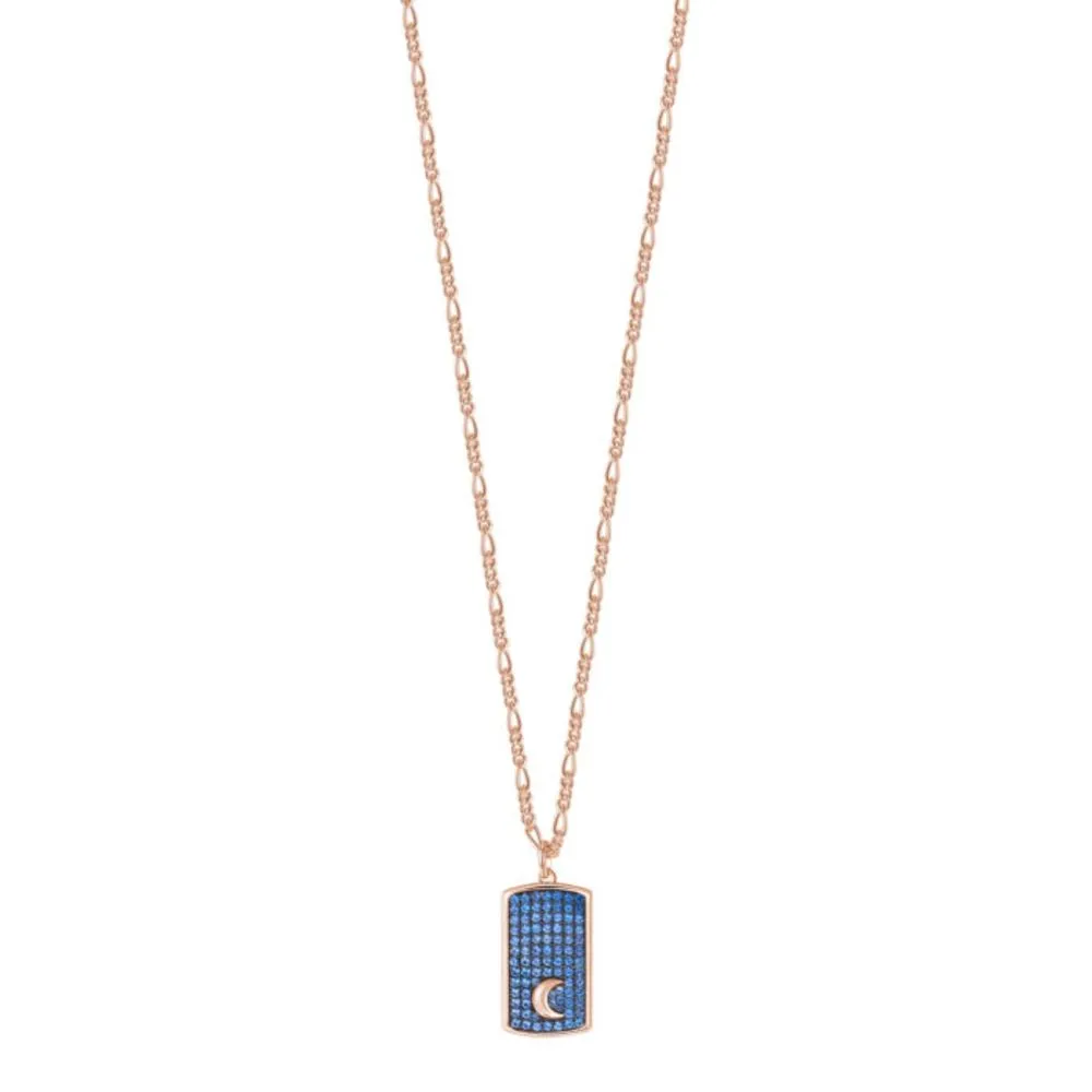 Collana Rosato Futura Tag Luna Zirconi Blu RZFU04