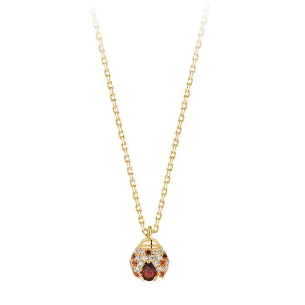 Collana Rosato in Oro con Coccinella Pietre e Diamanti RGAC005