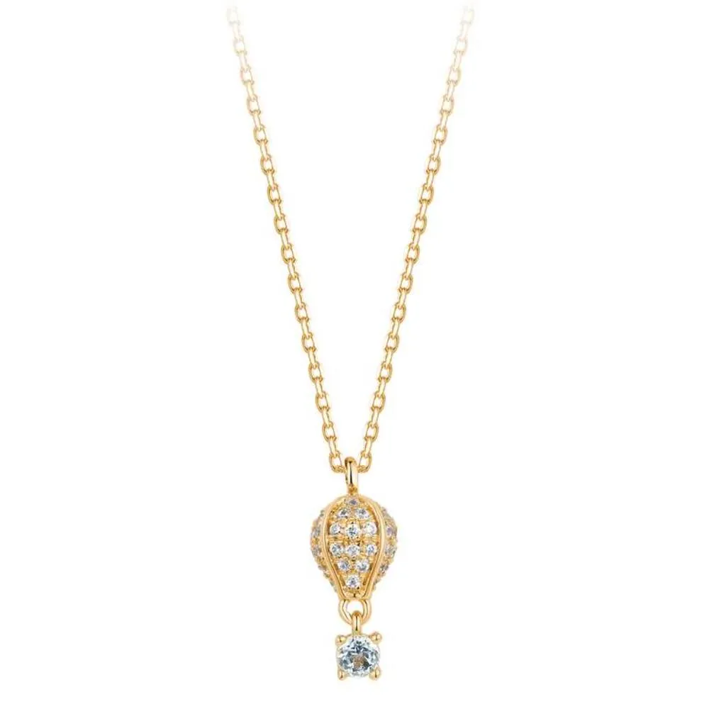Collana Rosato in Oro con Mongolfiera e Pietre e Diamanti RGAC006
