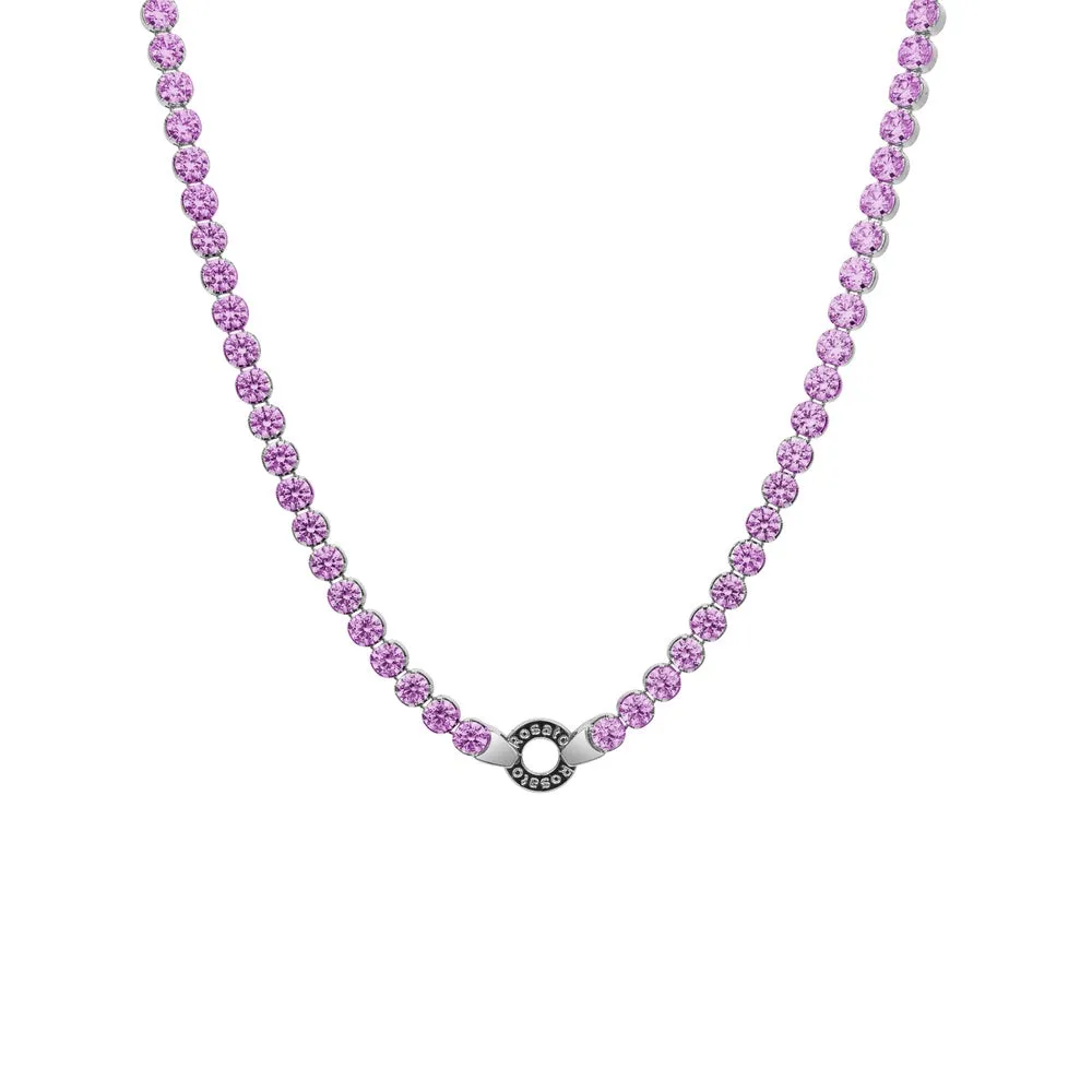 Collana Tennis Rosato Storie Argento RZ C01