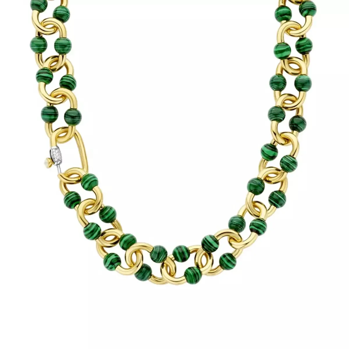 Collana Ti Sento a Catena con Perle Verdi 34021MA