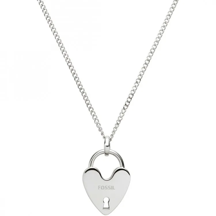 Collana donna Fossil ciondolo cuore lucchetto jf00128040