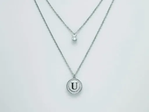 Collana donna Kiara con lettera U collier in acciaio e punto luce KCLD3905B-U