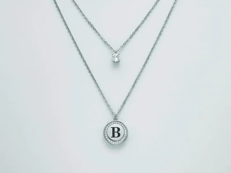 Collana donna Kiara design lettera B con punto luce KCLD3905B-B