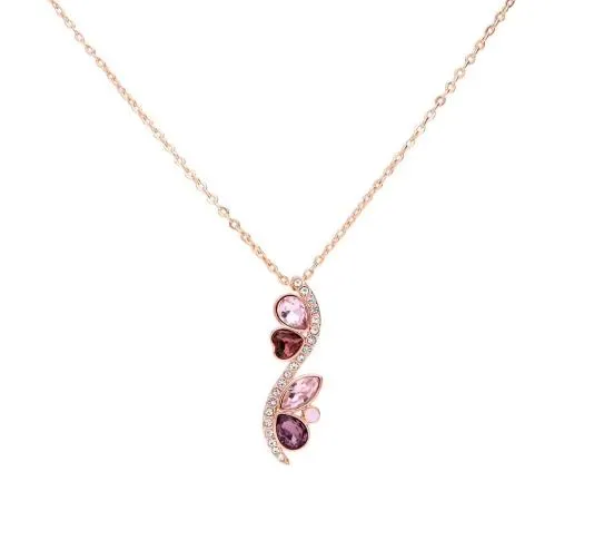 Collana donna Stroili in metallo rosato con cuore pietre rosa e strass 1668618