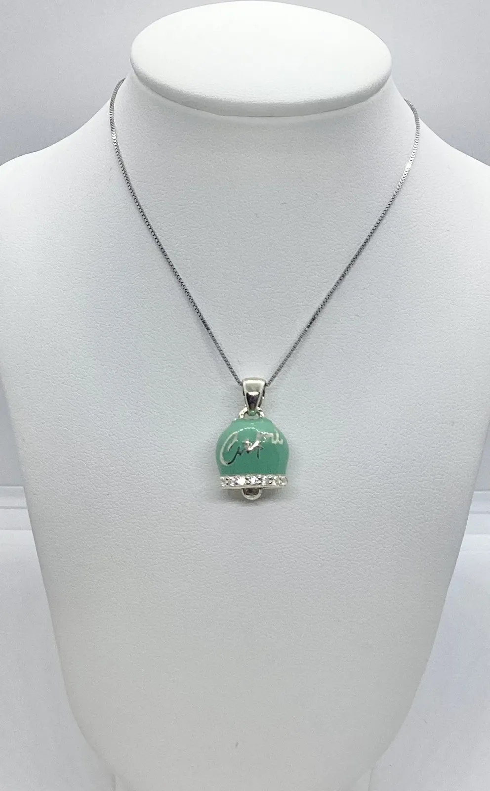 Collana donna campanella capri verde acqua con zirconi in argento