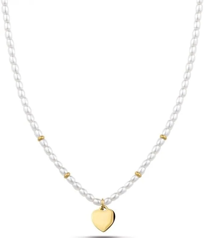 Collana donna gioielli Ops Objects Funny Pearls opscl-843 ciondolo cuore dorato