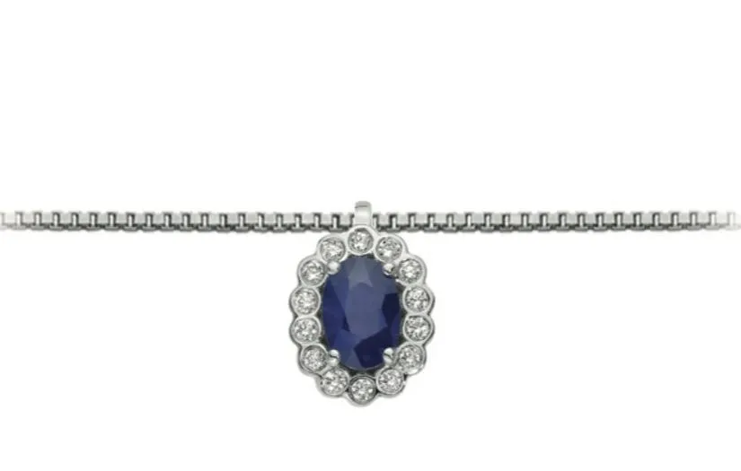 Collana donna in oro bianco e zaffiro con diamanti Donnaoro luce dhpz9574.008