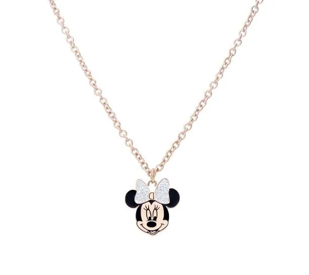 Collana in acciaio rosato con viso di Minni e strass 1672055