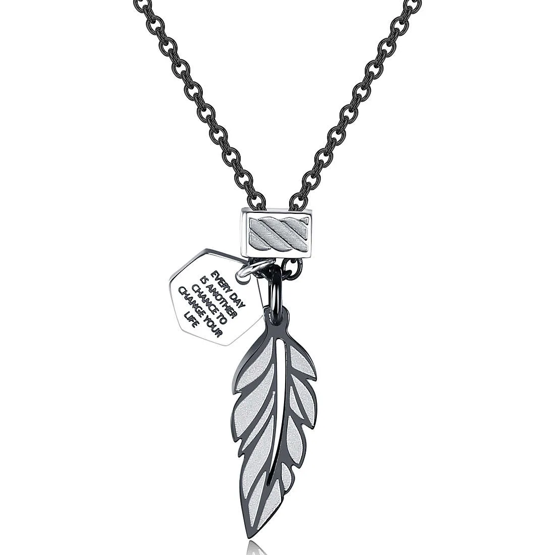 Collana uomo gioielli Sagapò Lifecord slf08 Piuma