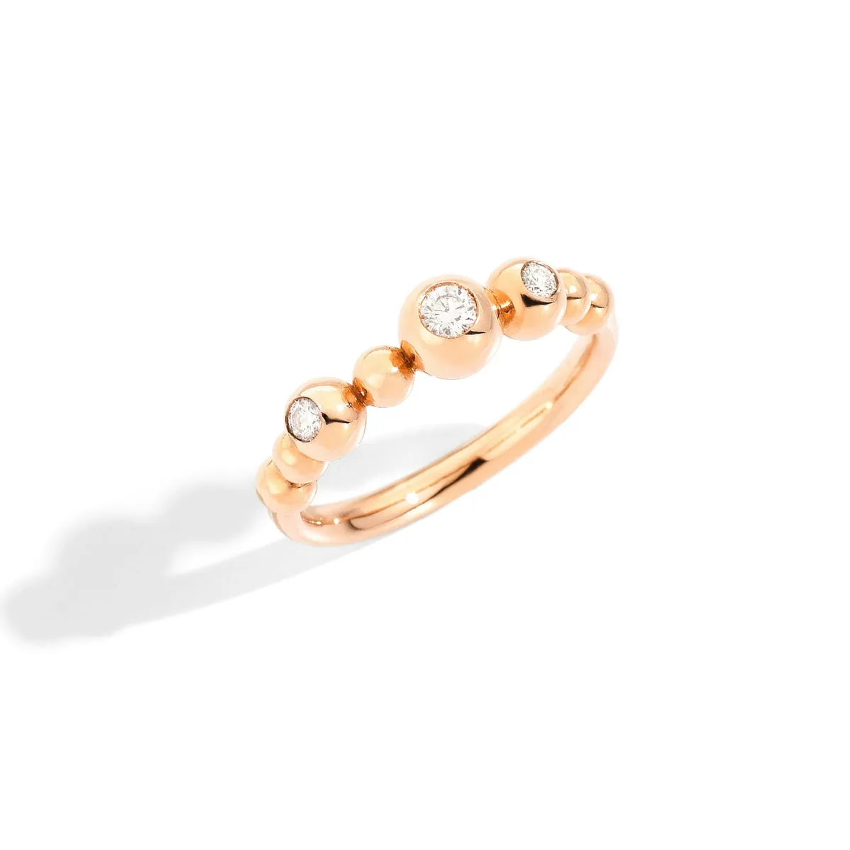 Anello Bollicine con 3 Diamanti Bianchi