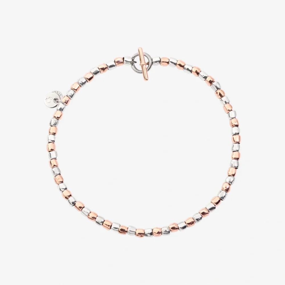 DoDo - Bracciale Mini Granelli Oro Rosa 9K e Argento