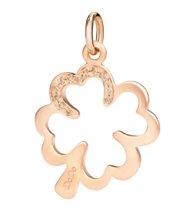CHARM DODO SILHOUTTE ORO ROSA DIAMANTI BROWN DMQDT/9/BR/K
