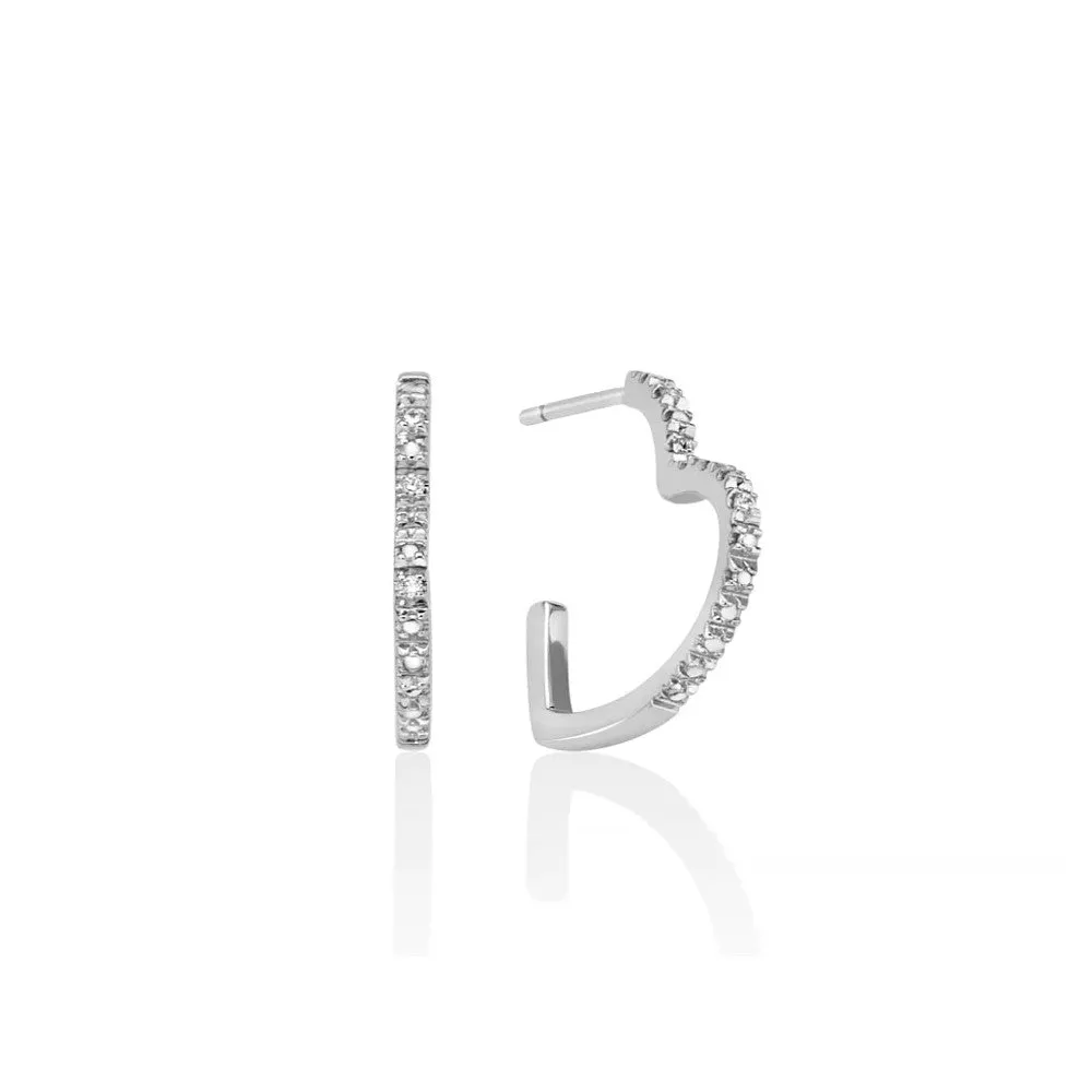 Miluna - Orecchini cuore con diamanti naturali e argento