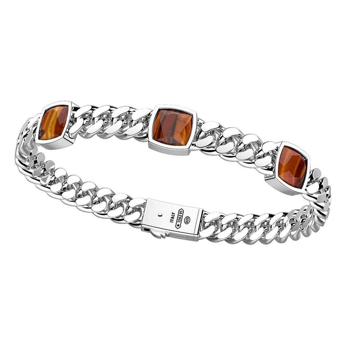 Zancan silver bracelet with three tiger eye stones