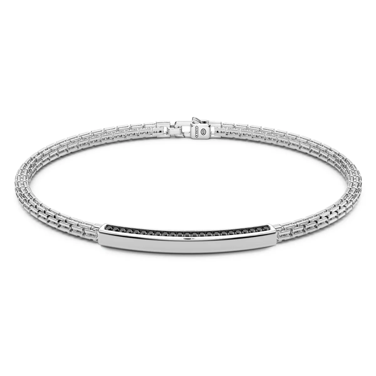 Zancan silver bracelet with plate and black stones