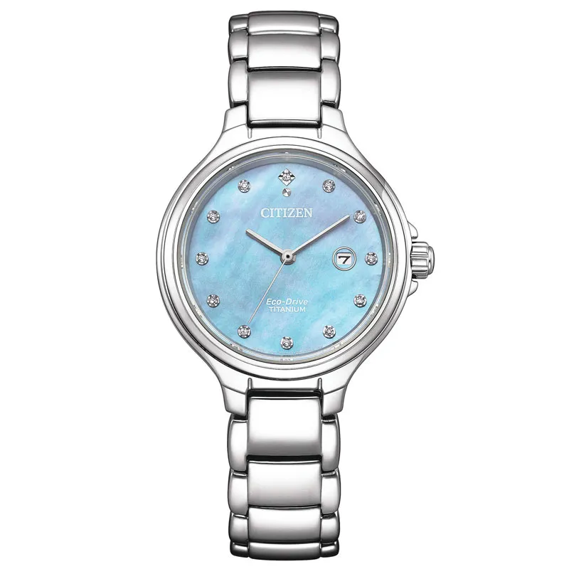 CITIZEN – OROLOGIO DONNA – OROLOGIO SOLO TEMPO LADY SUPER TITANIO QUADRANTE MADREPERLA BLU