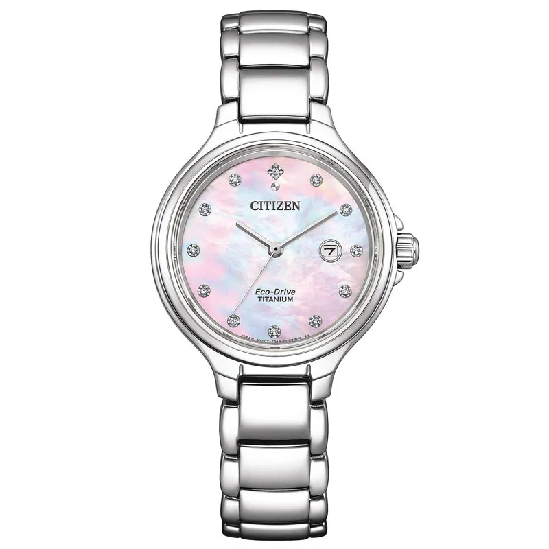 CITIZEN – OROLOGIO DONNA – OROLOGIO SOLO TEMPO LADY SUPER TITANIO QUADRANTE MADREPERLA ROSA