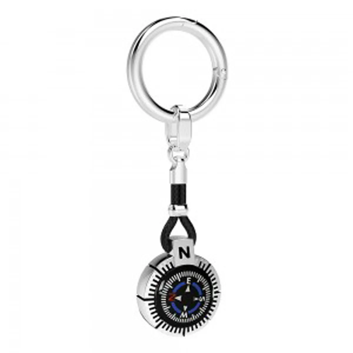 Zancan Silver Keychain with Black Compass