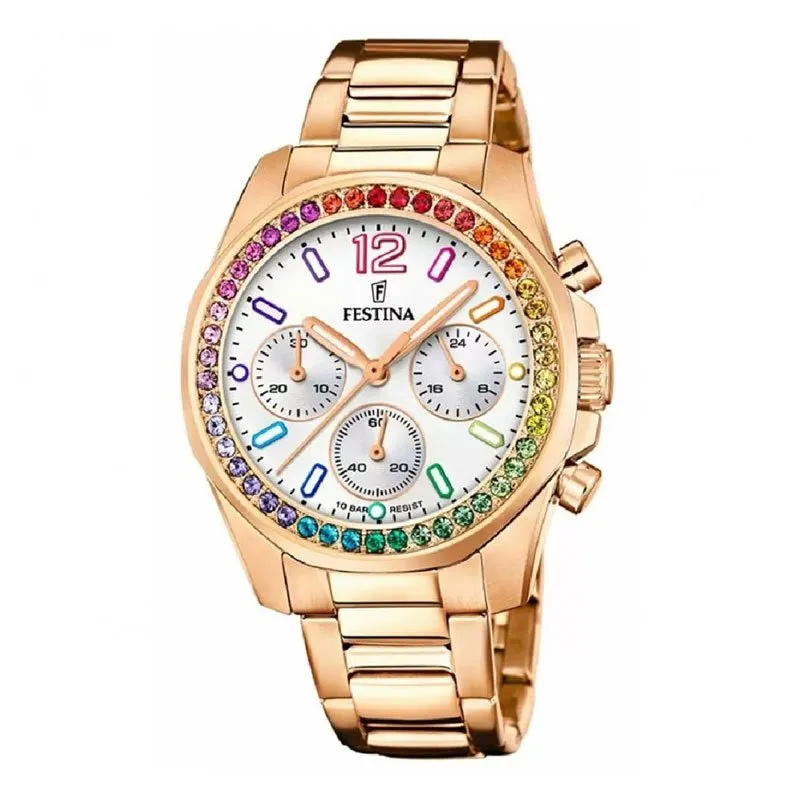 FESTINA – OROLOGIO DONNA – BOYFRIEND RAINBOW ROSÉ BRACCIALE IN ACCIAIO