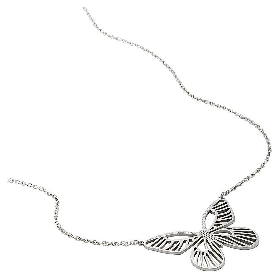 Fossil collana donna in acciaio con ciondolo farfalla jf87811040