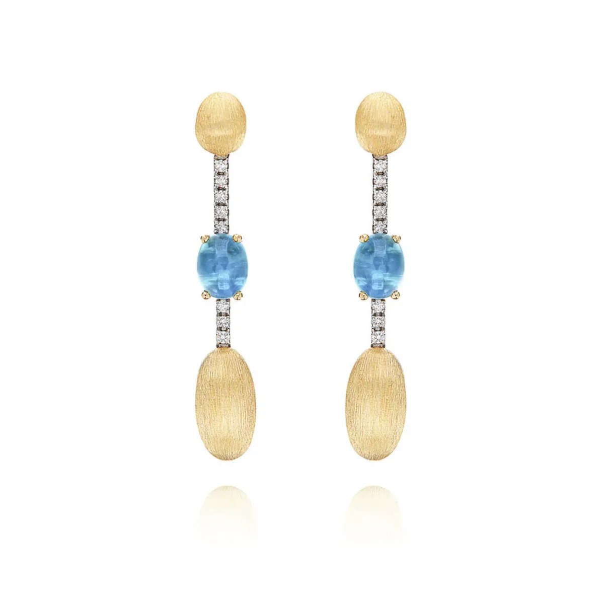 Orecchini "Dancing Azure" Pendenti con Boules e Topazio London Blu