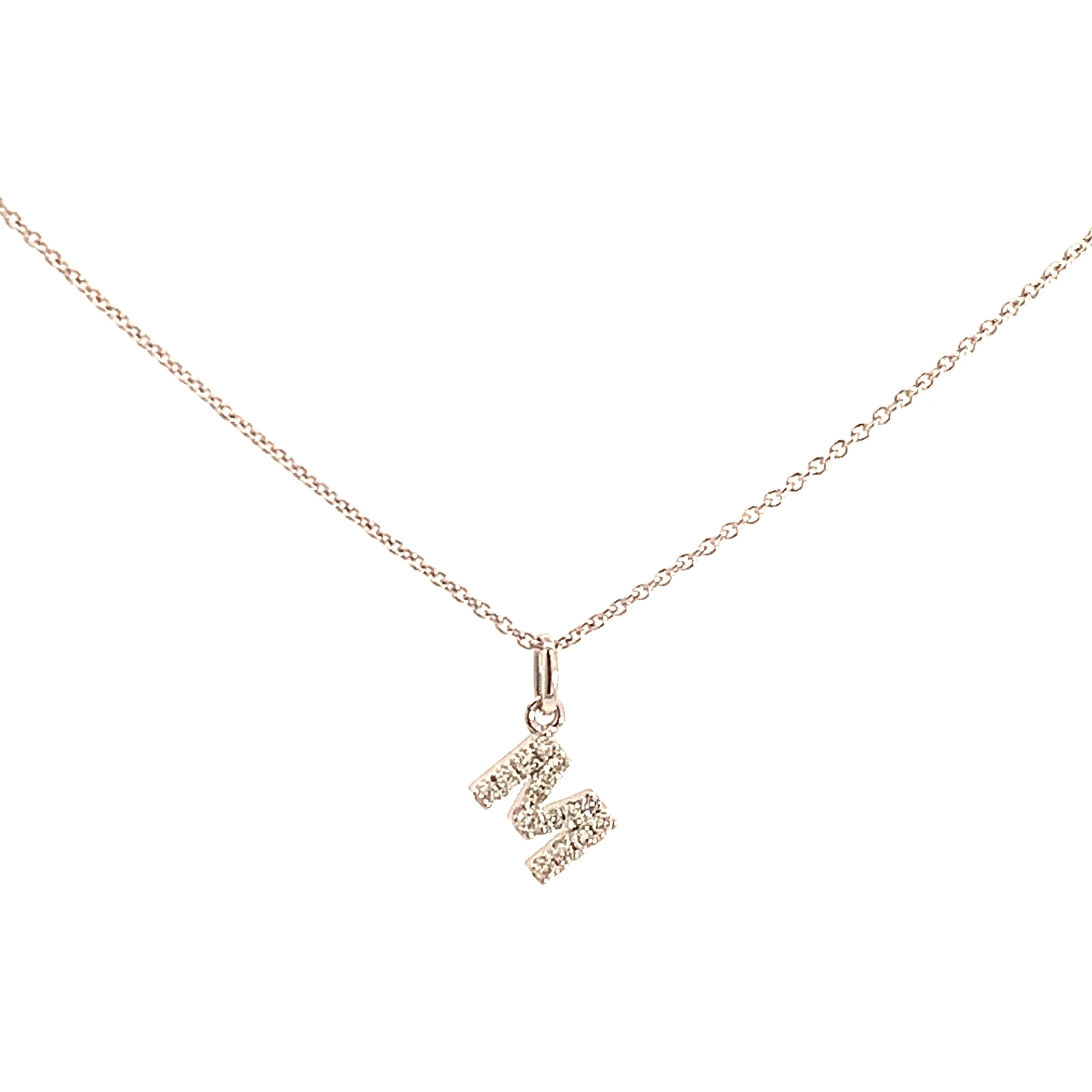 Crivelli Girocollo con Iniziale M in oro bianco e diamanti