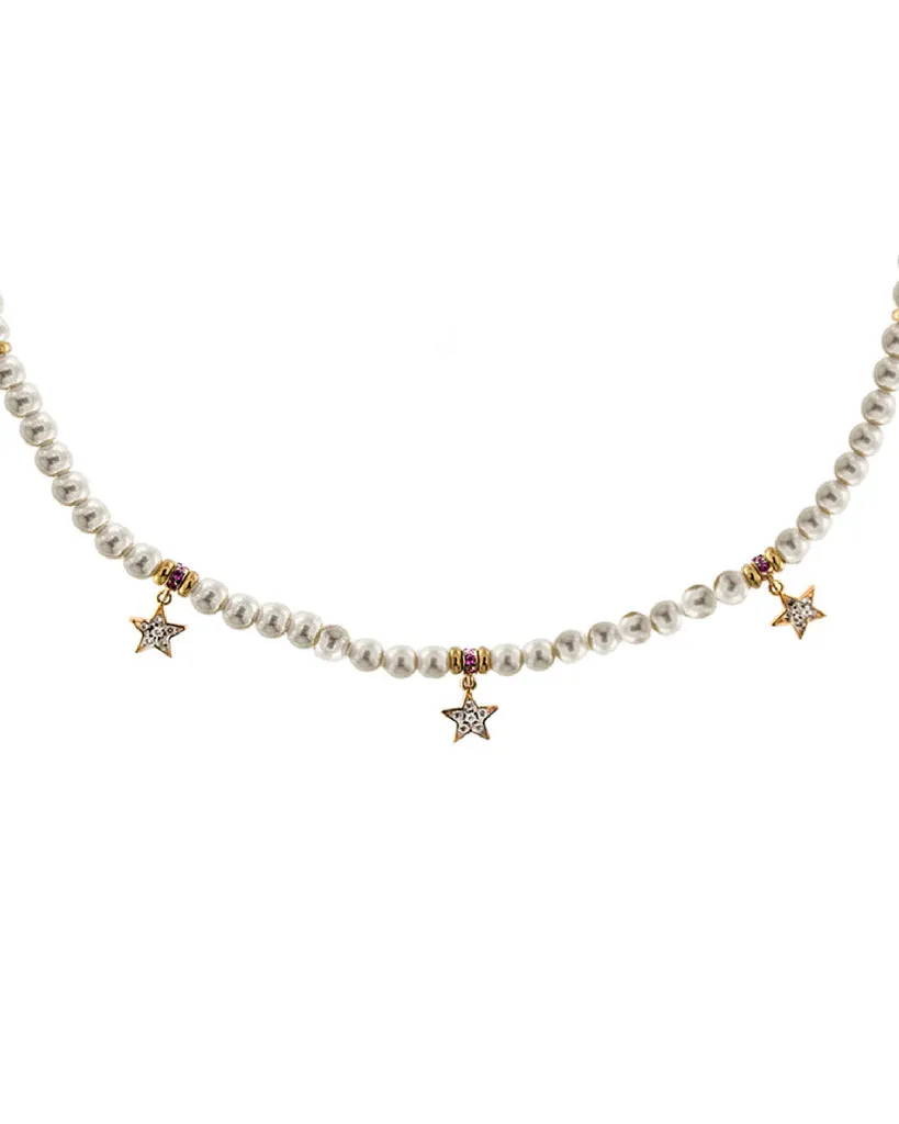 Collana girocollo collezione "Galactica" con perle e stelle