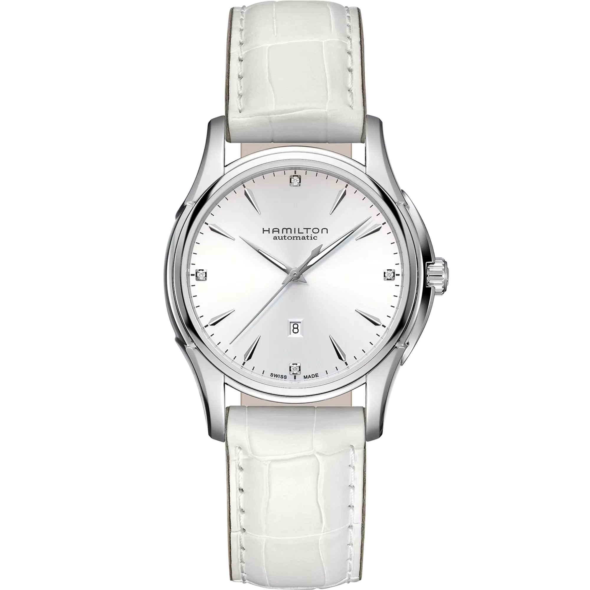 OROLOGIO HAMILTON JAZZMASTER VIEWMATIC LADY 34 MM BIANCO CON DIAMANTI - H32315811