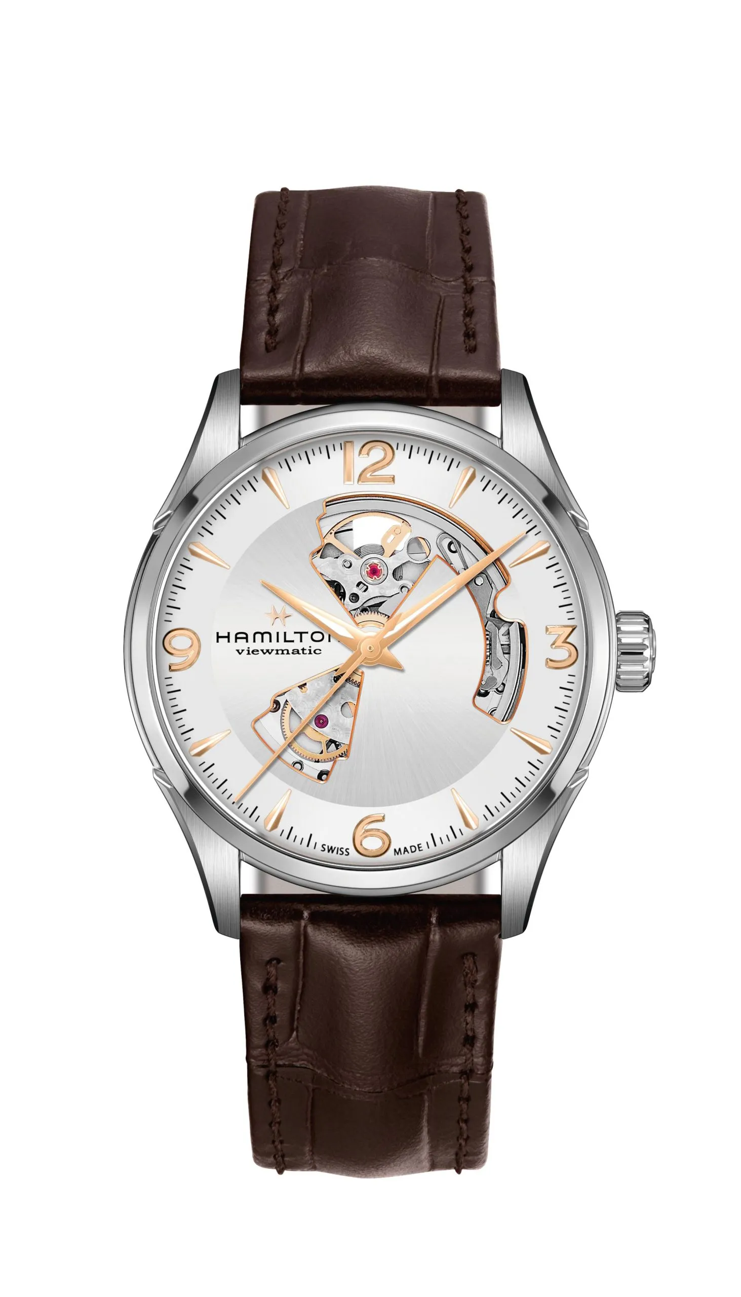 OROLOGIO HAMILTON JAZZMASTER VIEWMATIC OPEN HEART AUTO 42 MM SILVER/PVD ORO - H32705551