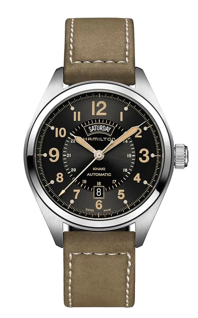 OROLOGIO HAMILTON KHAKI FIELD DAY DATE 42 MM NERO - H70505833