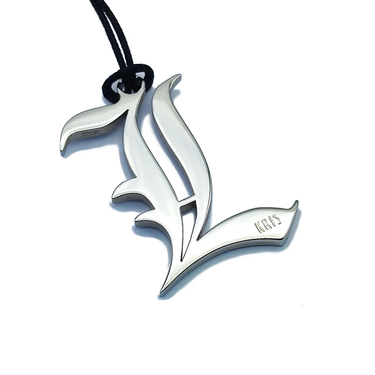 KRIS Collana con Pendente Lettera Gotica L in Acciaio e Cotone Cerato HGTLXX12