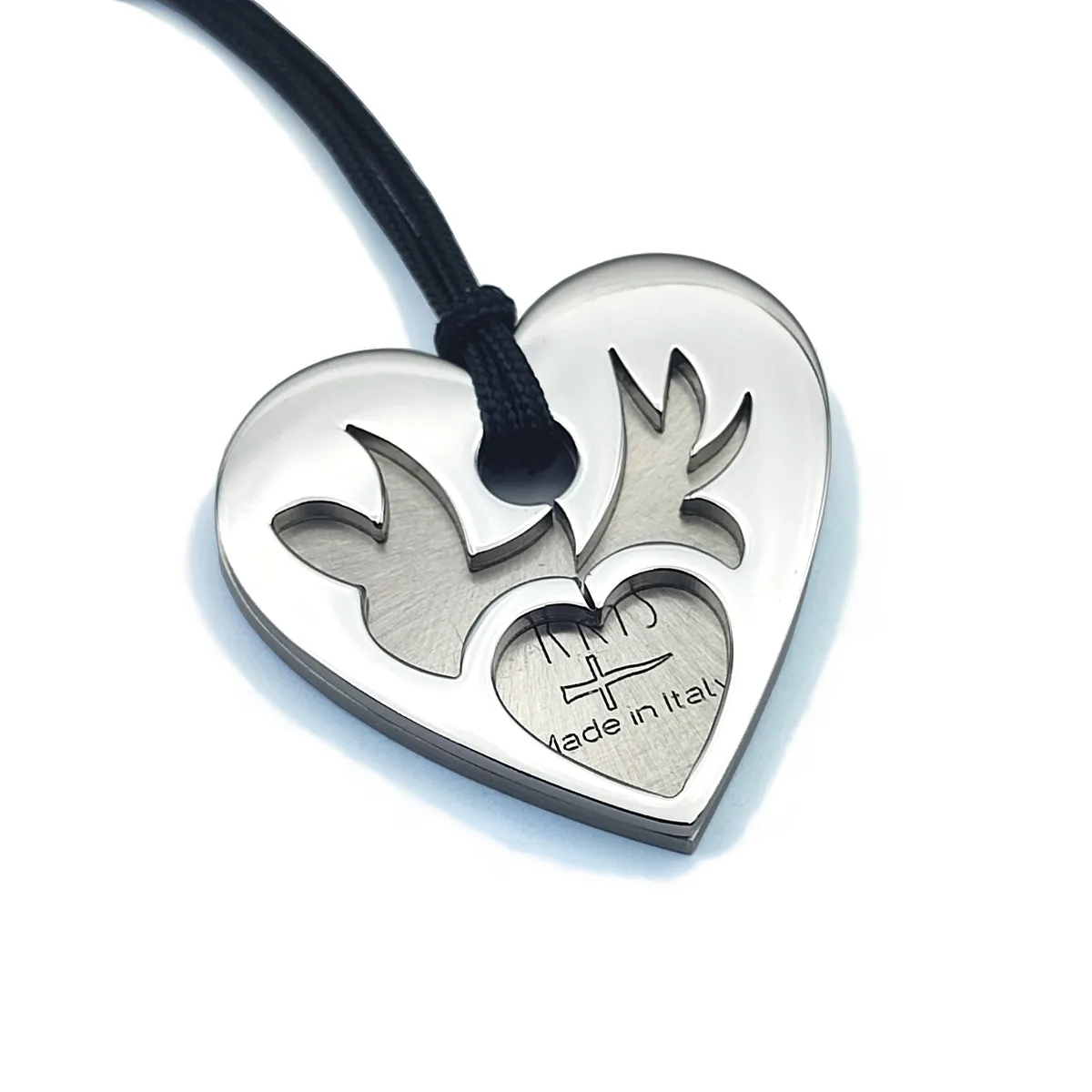 KRIS Collana con Pendente Cuore a piastrine di Acciaio e Cotone cerato HKRLXX05