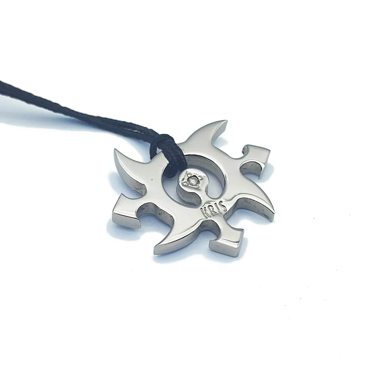 KRIS Collana con Pendente Stella Ninja in Acciaio Diamante e Cotone Cerato HSMMDD26