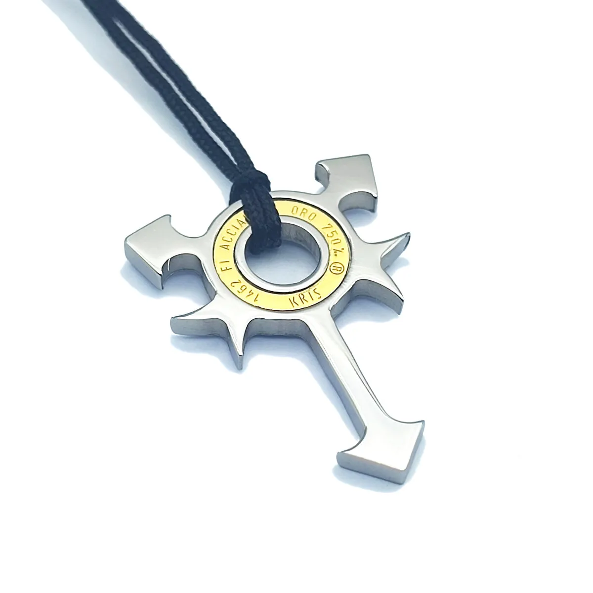 KRIS Collana con Pendente Stella Ninja in Acciaio Oro e Cotone Cerato HSMMXO23