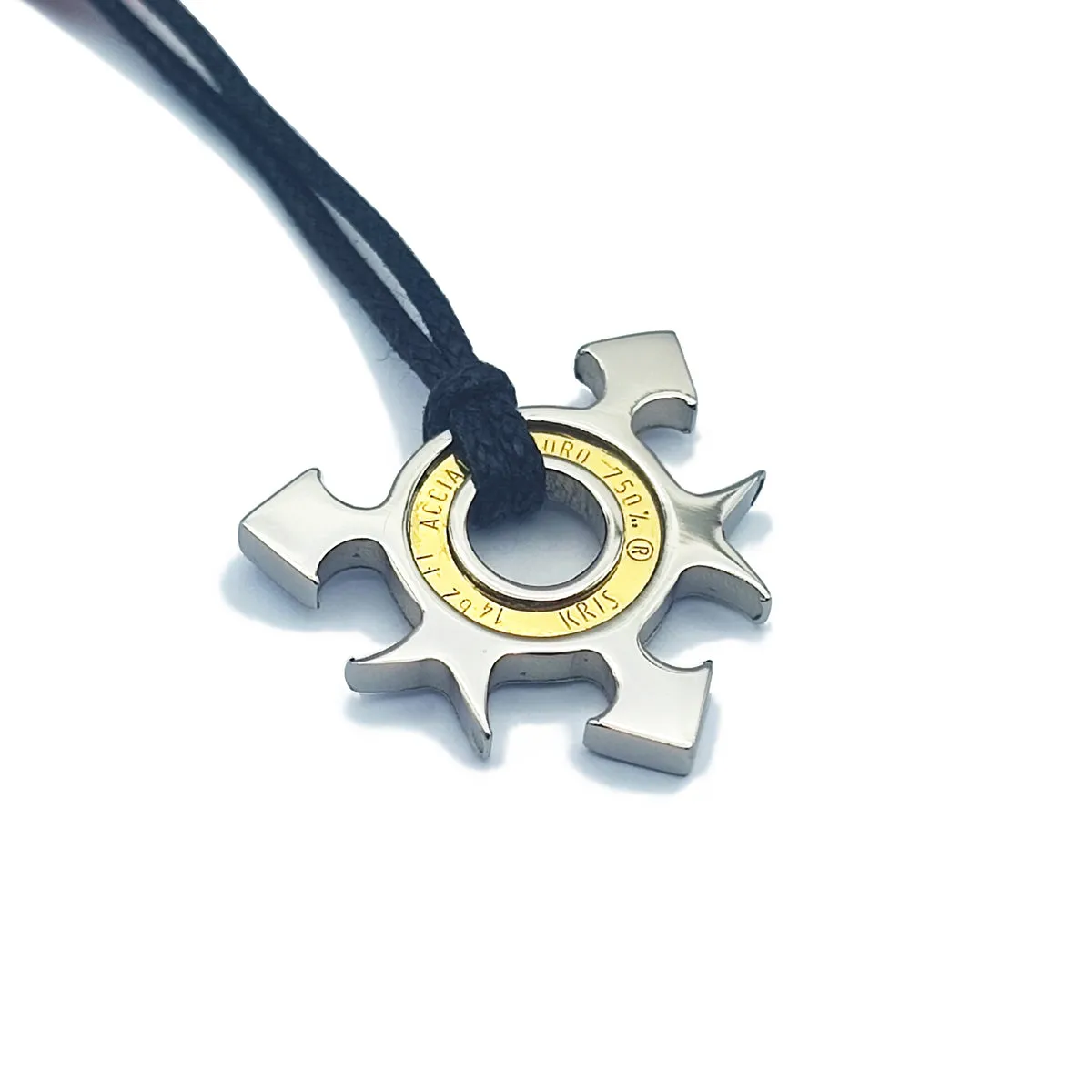 KRIS Collana con Pendente Stella Ninja in Acciaio Oro e Cotone Cerato HSMMXO24