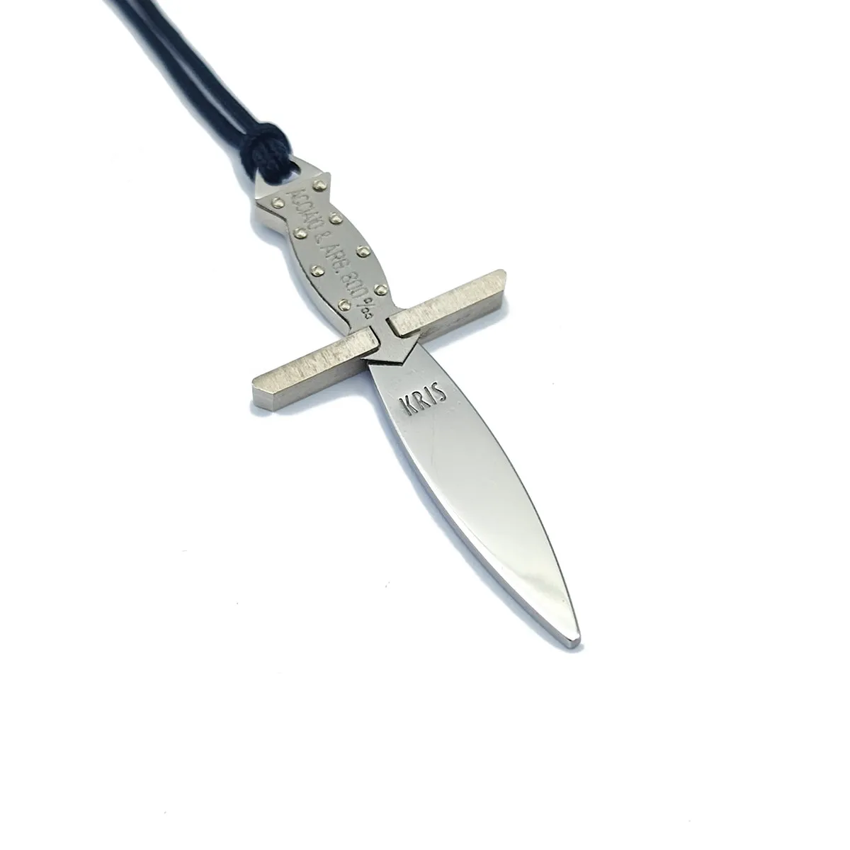 KRIS Collana con Pendente Spada in Acciaio Argento e Cotone Cerato HSPLXA55