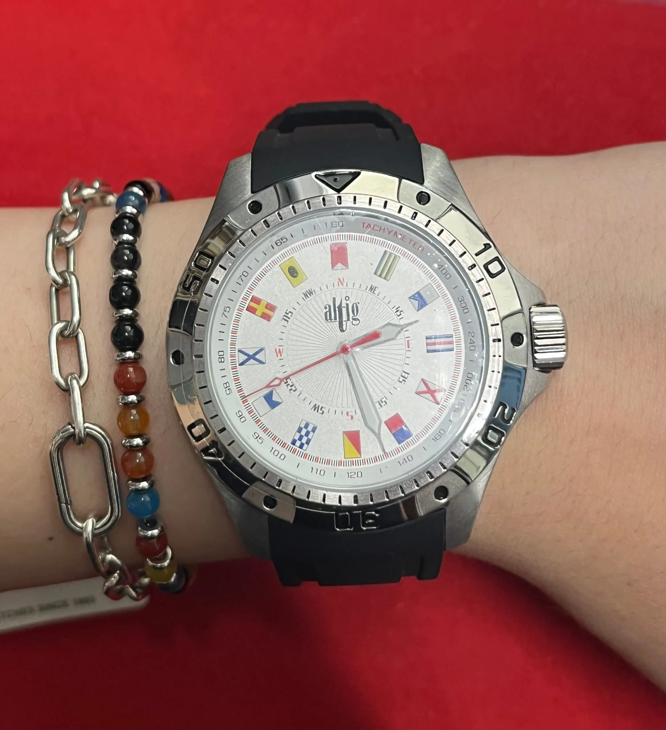 Altig Orologio Uomo Con Bandiere Nautiche