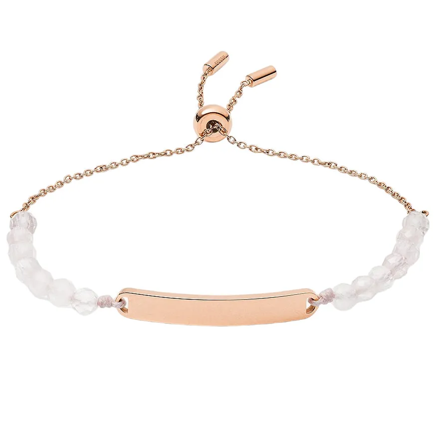 Fossil JF03079791 Bracciale Donna con Targhetta in Acciaio Rosè e Quarzo Rosa