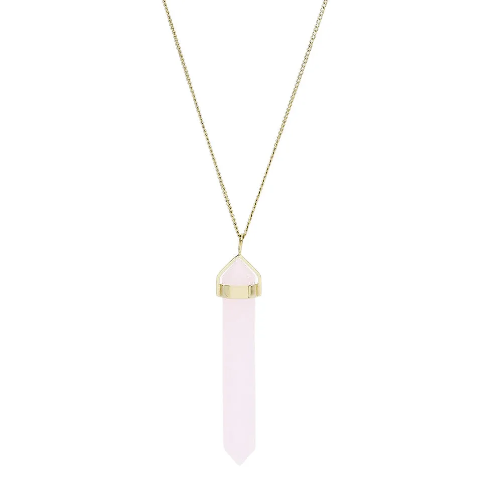 Fossil JF03464710 Collana Donna con Ciondolo di Cristallo Rosa in Acciaio Dorato - Power Of Crystals