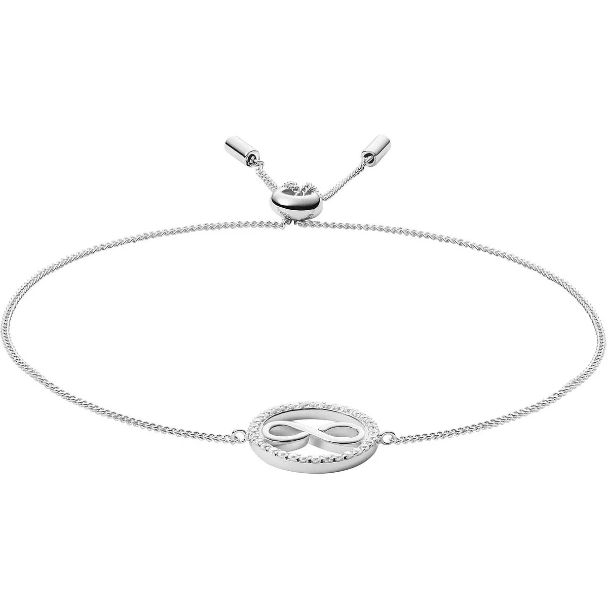 Fossil JFS00522040 Bracciale Donna Infinito in Argento e Zirconi - Sterling Silver - Infinity