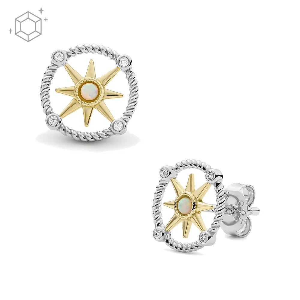 Fossil JFS00574998 Orecchini Donna Bussola in Argento e Opale - Elliott Compass