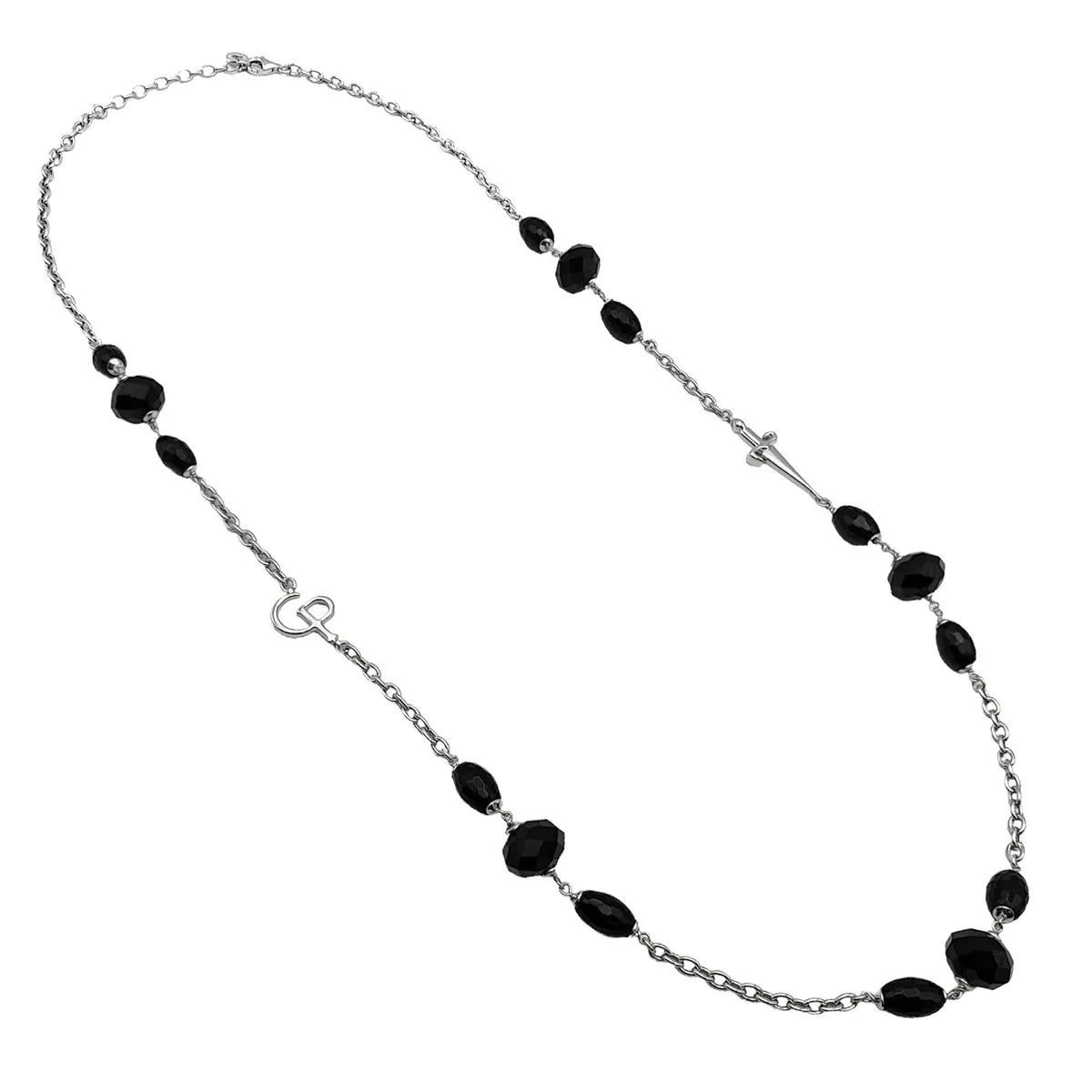 JPCL0725B CESARE PACIOTTI Jewels Collana Lunga da Donna in Argento 925 e Cristalli Neri